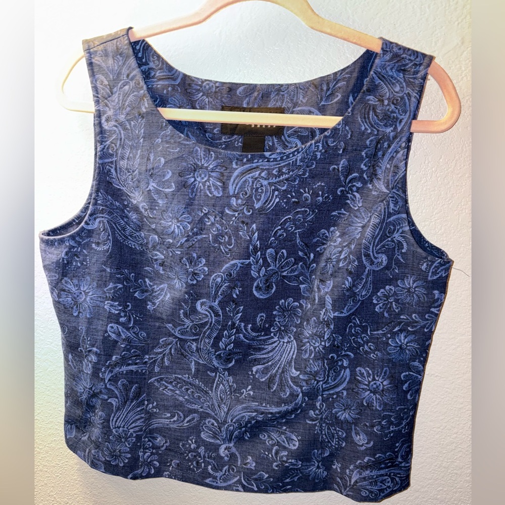 Sag Harbor Navy Floral Tank Top